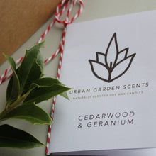Load image into Gallery viewer, Cedarwood &amp; Geranium - glass candle