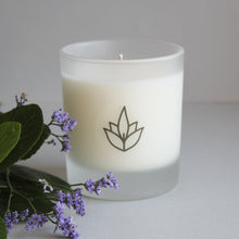Load image into Gallery viewer, Urban Garden Scents essential oil and soy wax glass candle. Lavender &amp; Mint - this scent is restoring and stimulating yet soothing at the same time. strong scented candles, soy candle scented candle, mindfulness candle, meditation candle, aromatherapy. gift.
